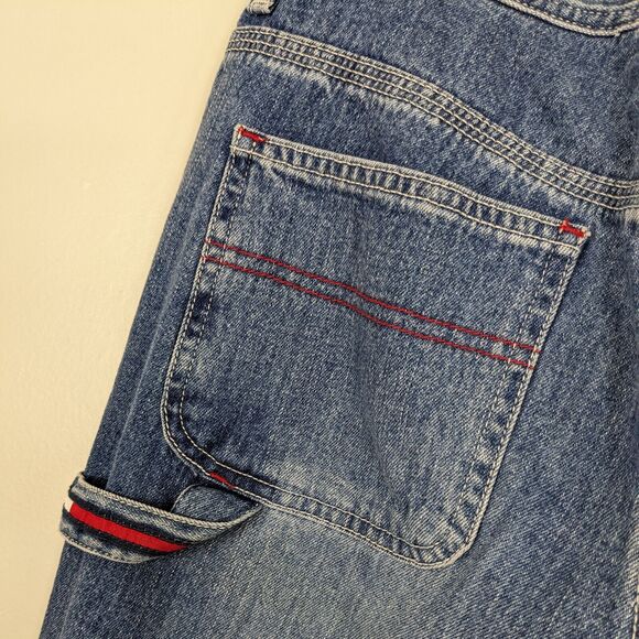 Vintage Y2K Tommy Hilfiger Carpenter Jeans Blue 9 Wide Leg Red Denim Utility - Picture 5 of 15
